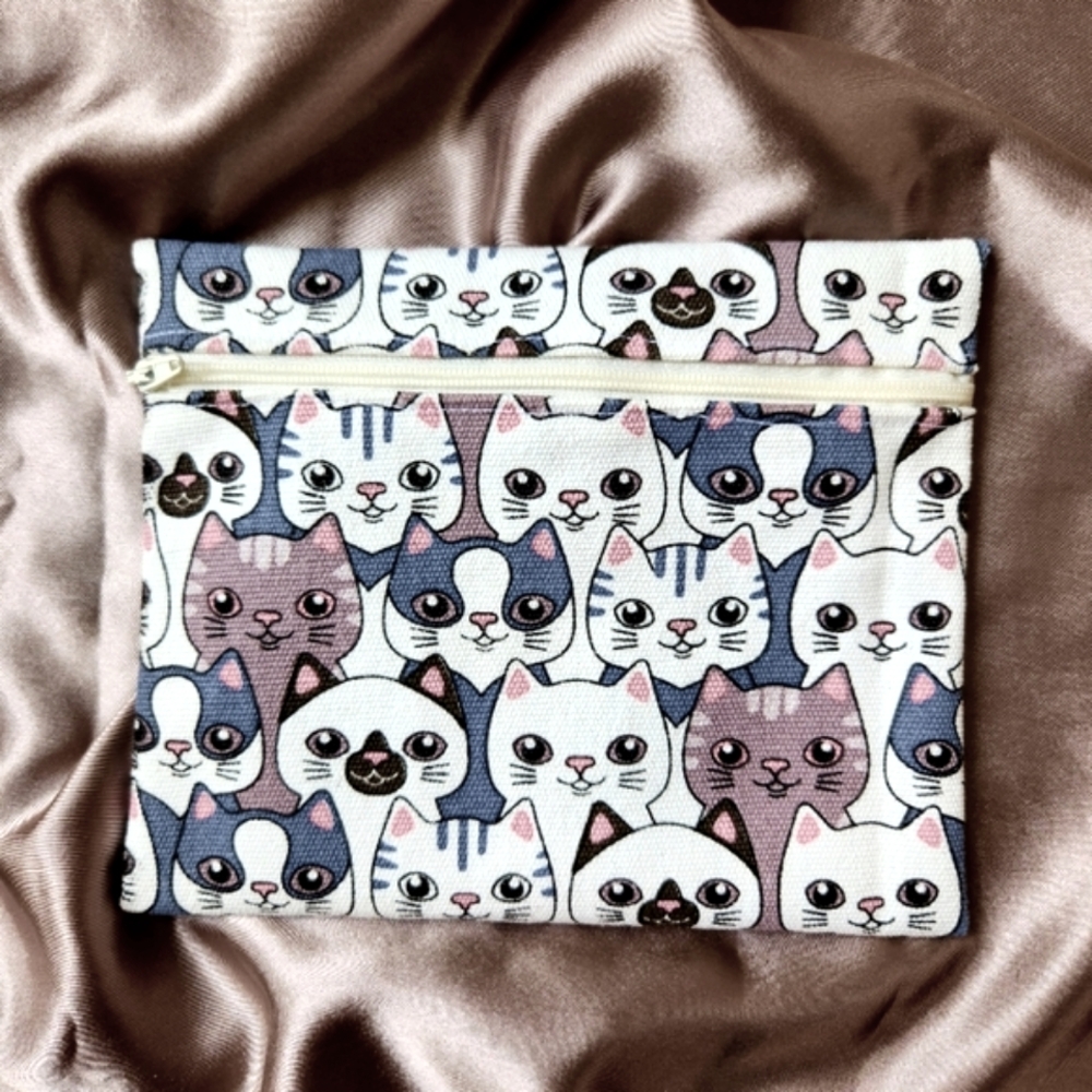 Handmade traveling zipper pouch for passport keeping/Canvas Toiletry/Makeup Bag